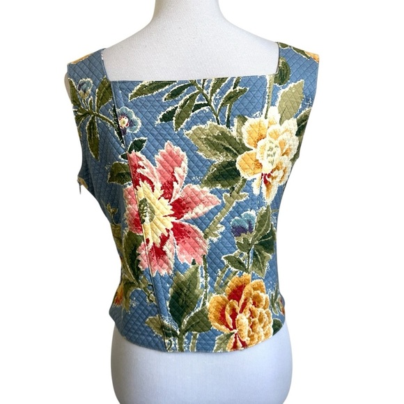 My Boyfriend's Back Womens Floral Quilted Bustier Corset Top SZ Large Blue USA - Picture 2 of 9